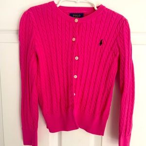 Girls Polo sweater. Hot pink. Worn once size 6x